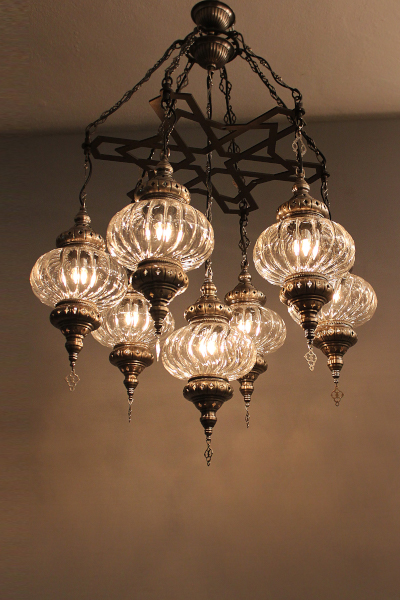Unique Special Edition Chandelier with 7 Pyrex Glasses